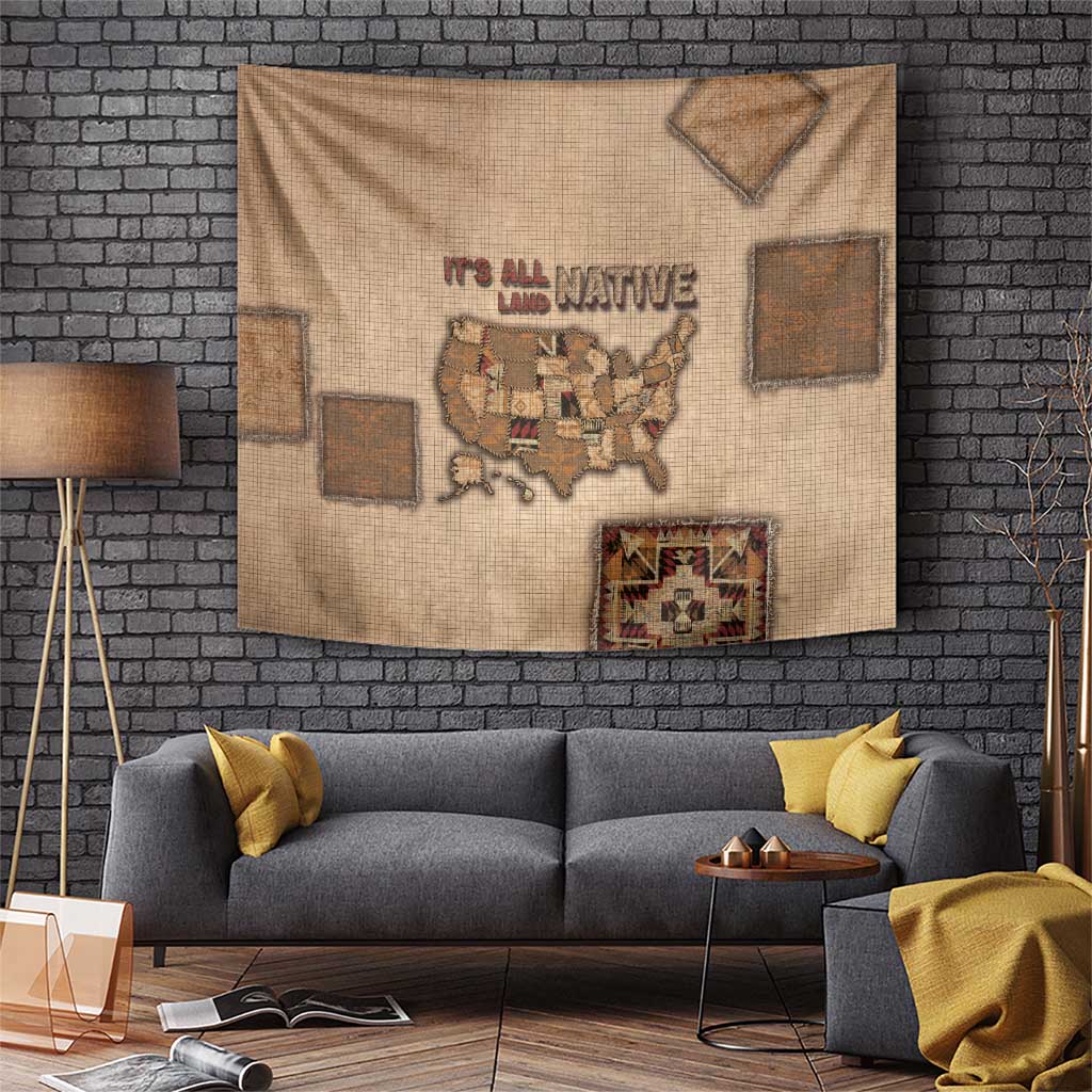 Native American Tapestry Retro Map Stitching Effect