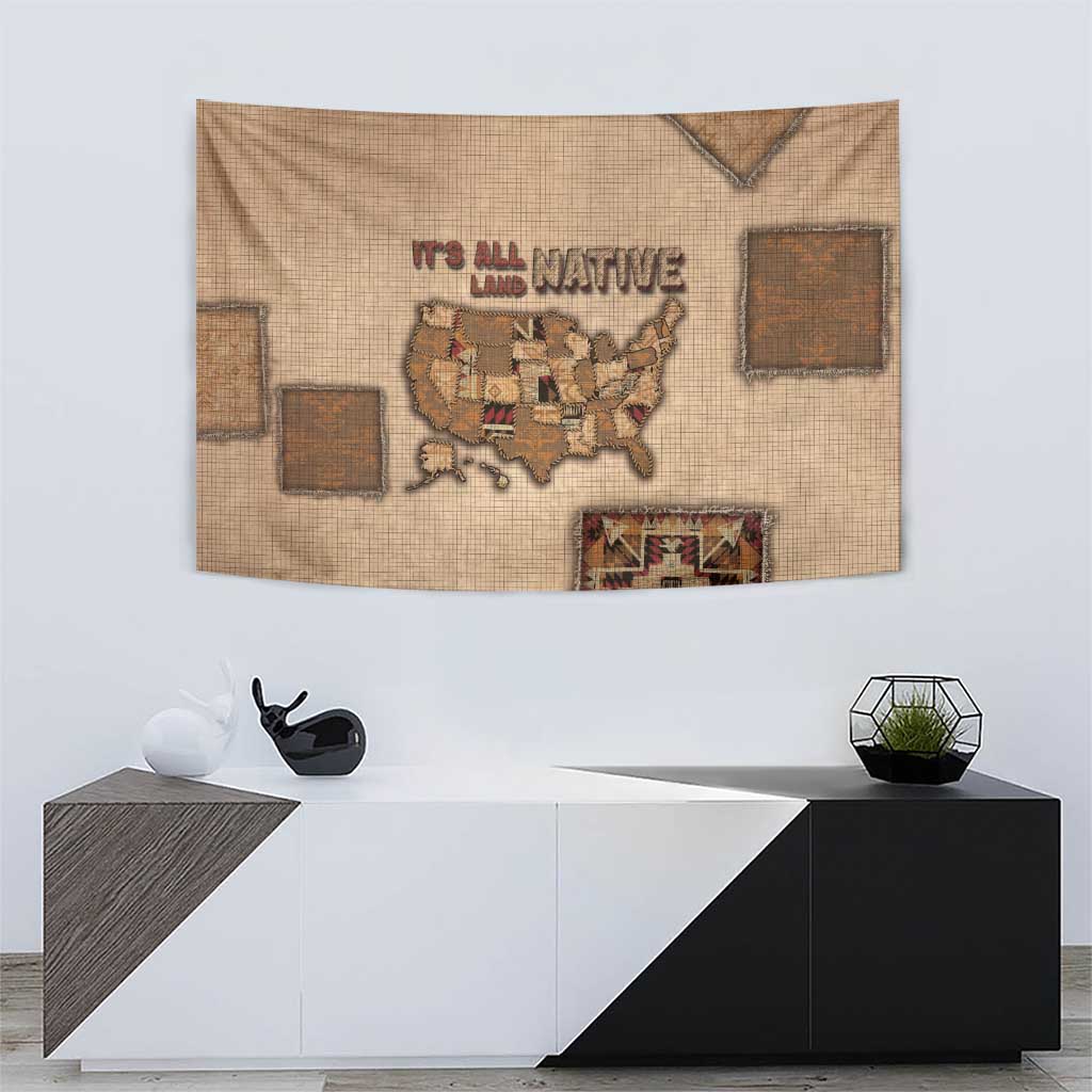 Native American Tapestry Retro Map Stitching Effect