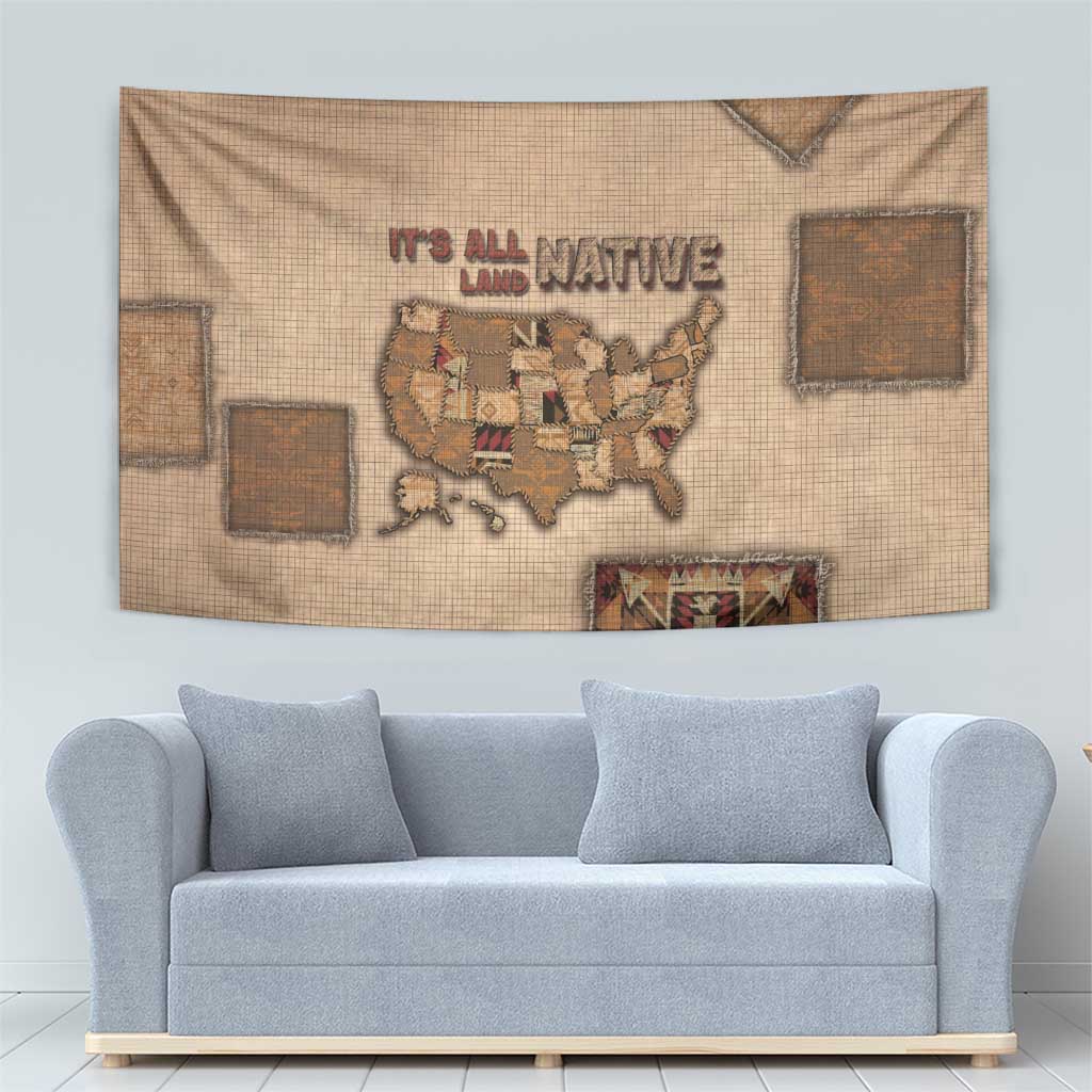 Native American Tapestry Retro Map Stitching Effect