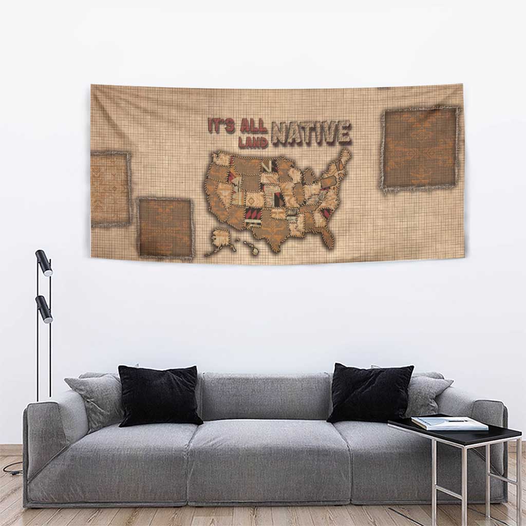 Native American Tapestry Retro Map Stitching Effect