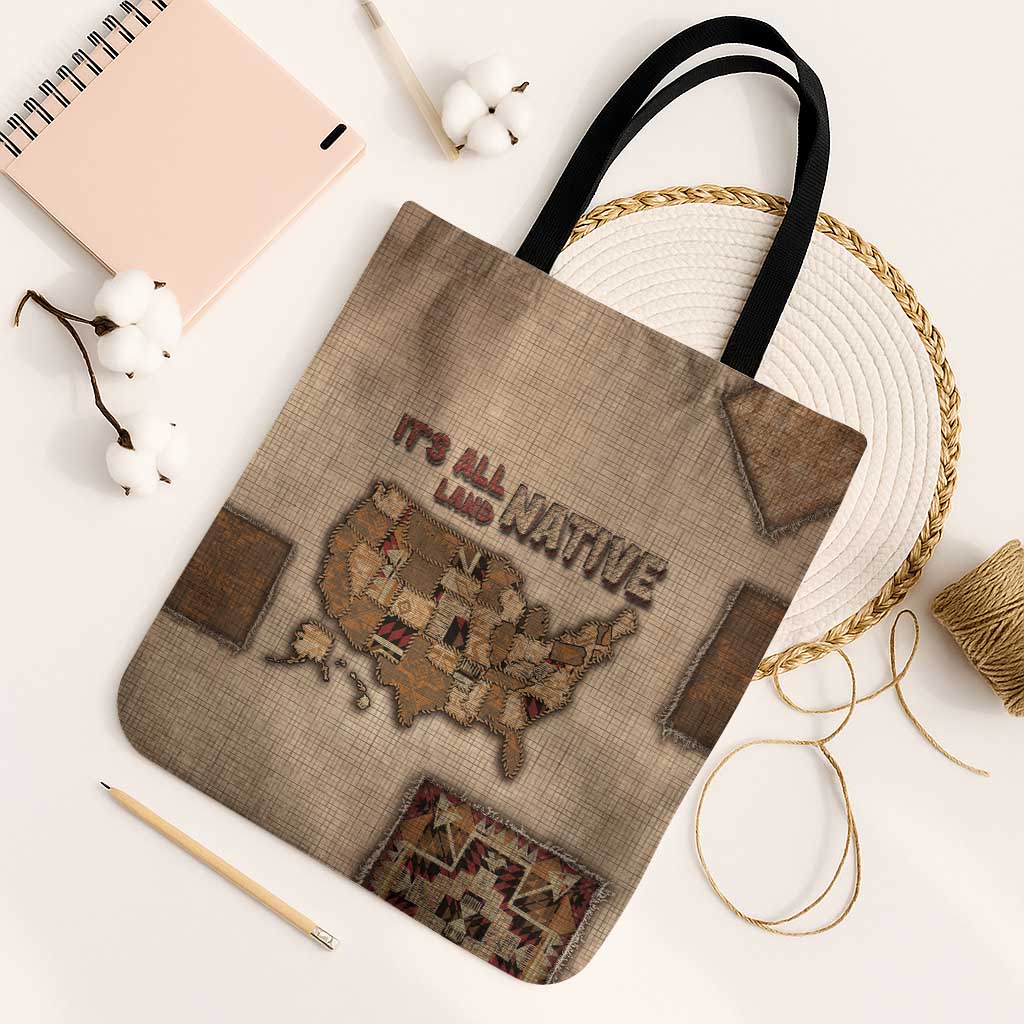 Native American Tote Bag Retro Map Stitching Effect