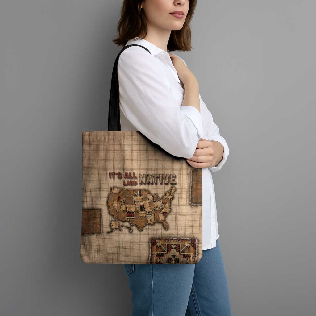 Native American Tote Bag Retro Map Stitching Effect