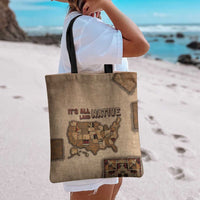 Native American Tote Bag Retro Map Stitching Effect