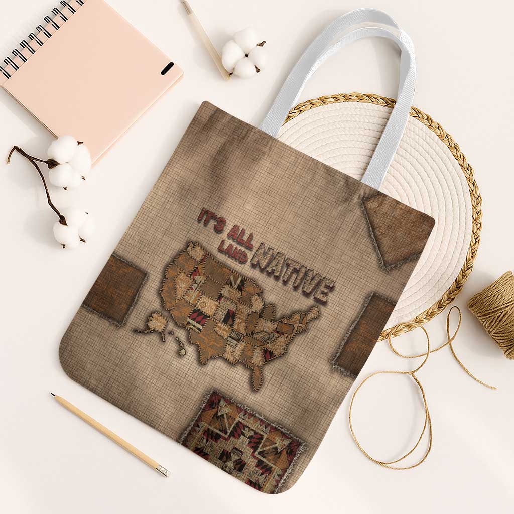 Native American Tote Bag Retro Map Stitching Effect