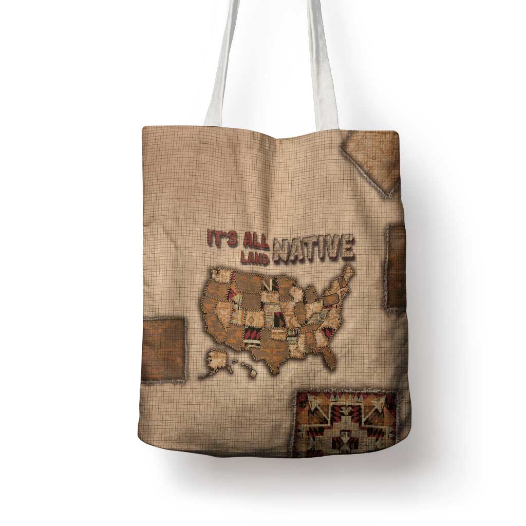 Native American Tote Bag Retro Map Stitching Effect