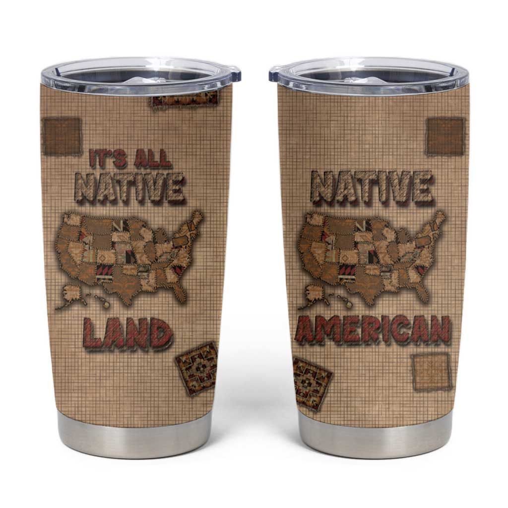 Native American Tumbler Cup Retro Map Stitching Effect