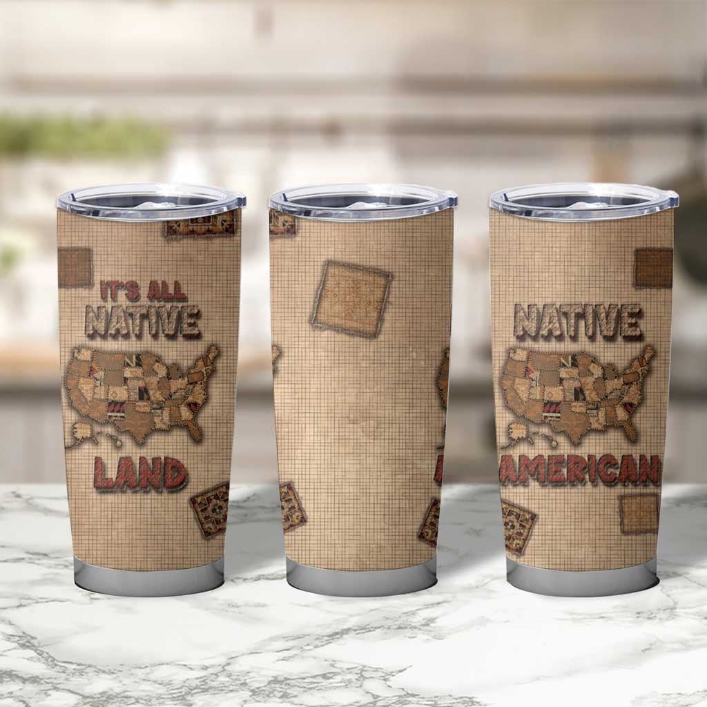 Native American Tumbler Cup Retro Map Stitching Effect