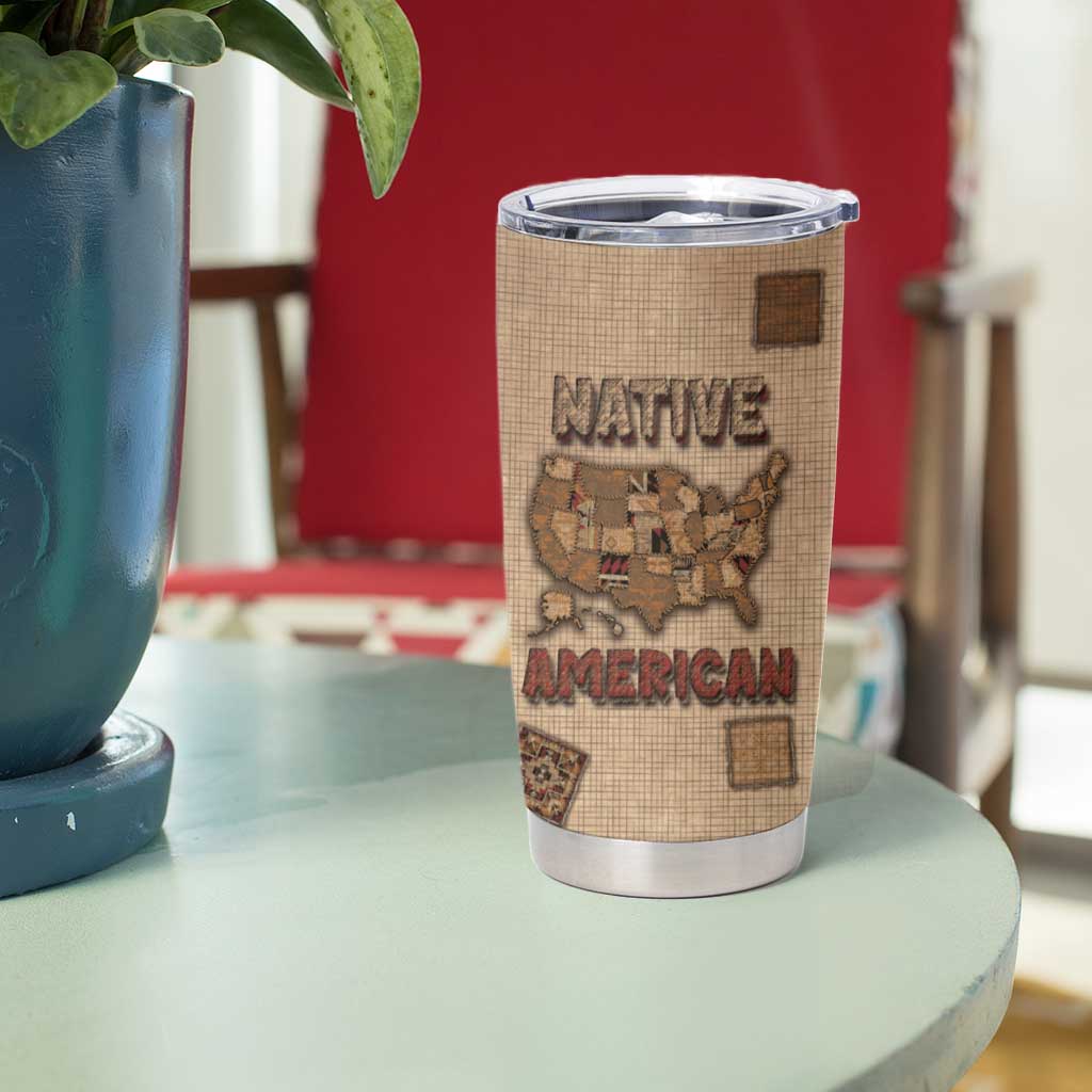 Native American Tumbler Cup Retro Map Stitching Effect