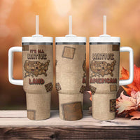 Native American Tumbler With Handle Retro Map Stitching Effect