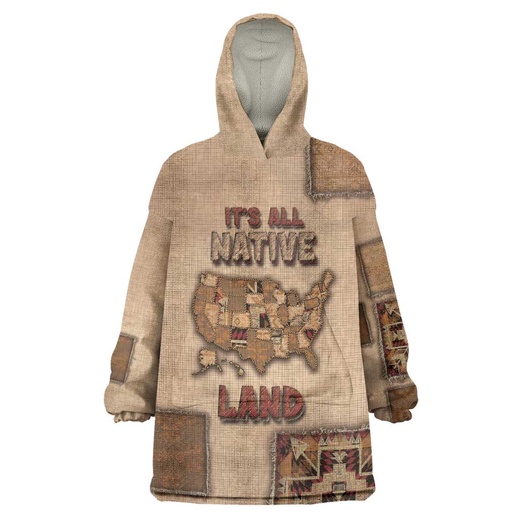 Native American Wearable Blanket Hoodie Retro Map Stitching Effect