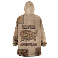 Native American Wearable Blanket Hoodie Retro Map Stitching Effect