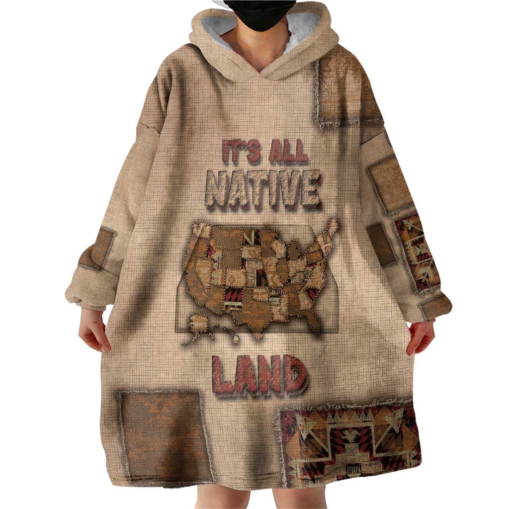 Native American Wearable Blanket Hoodie Retro Map Stitching Effect