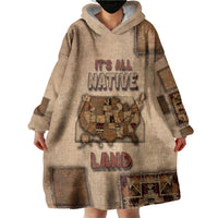 Native American Wearable Blanket Hoodie Retro Map Stitching Effect