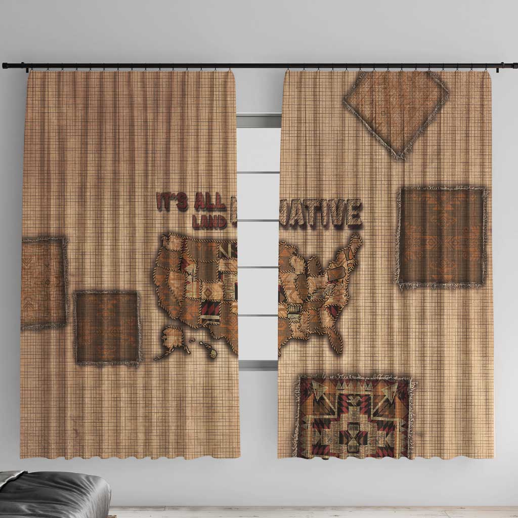 Native American Window Curtain Retro Map Stitching Effect