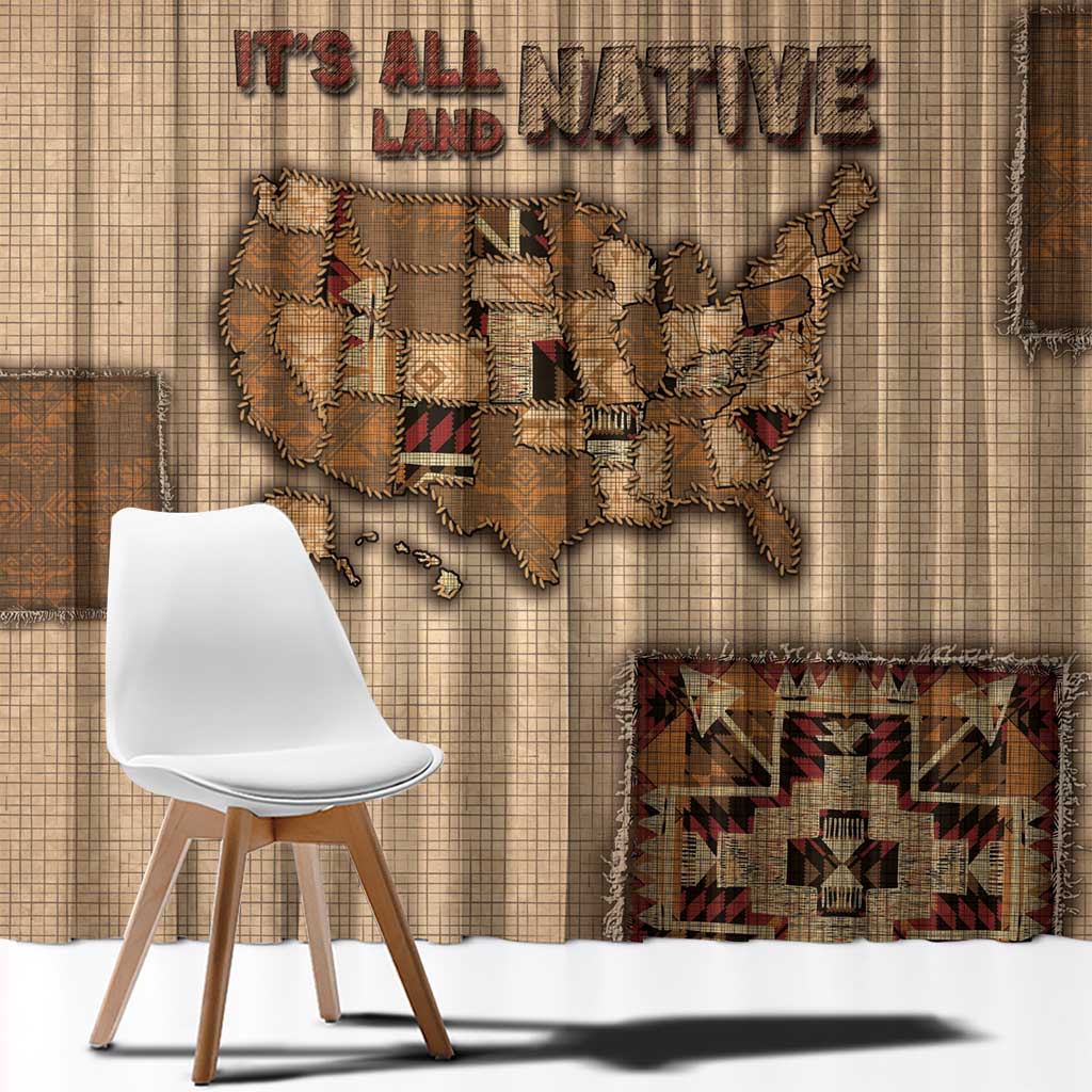Native American Window Curtain Retro Map Stitching Effect