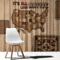 Native American Window Curtain Retro Map Stitching Effect