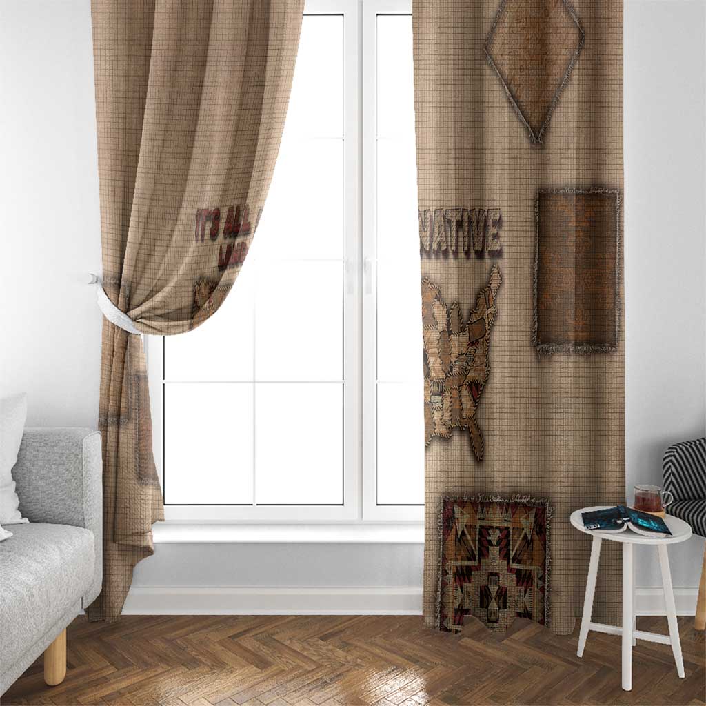 Native American Window Curtain Retro Map Stitching Effect