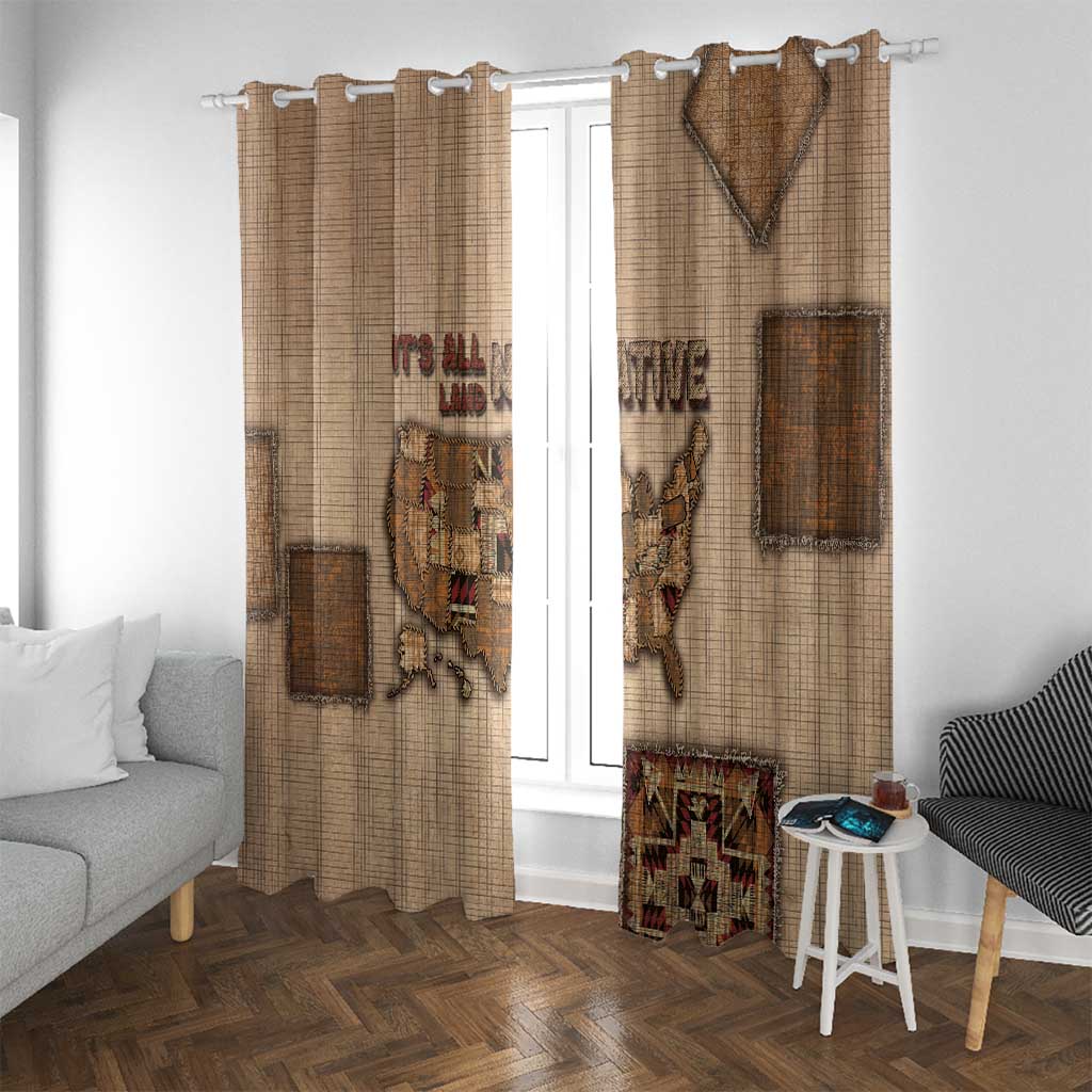 Native American Window Curtain Retro Map Stitching Effect