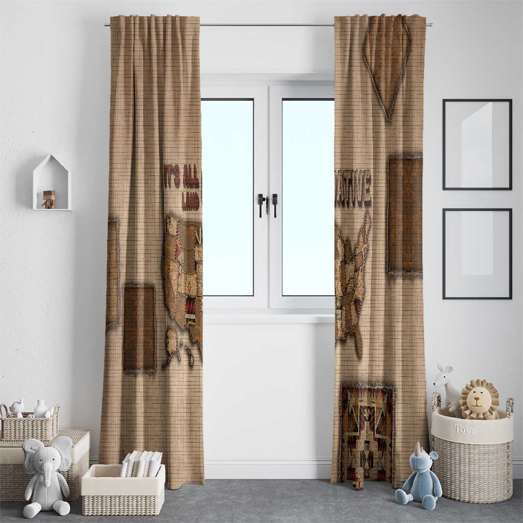 Native American Window Curtain Retro Map Stitching Effect