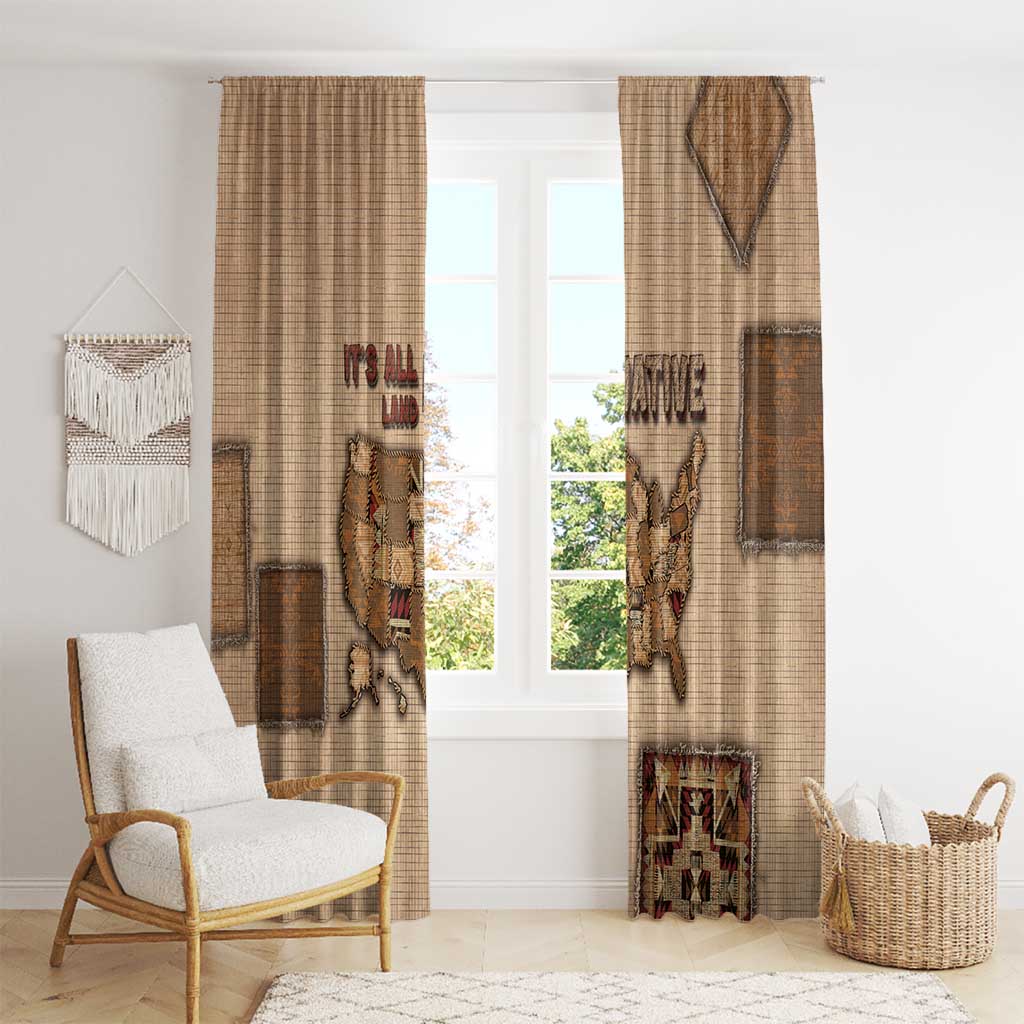 Native American Window Curtain Retro Map Stitching Effect