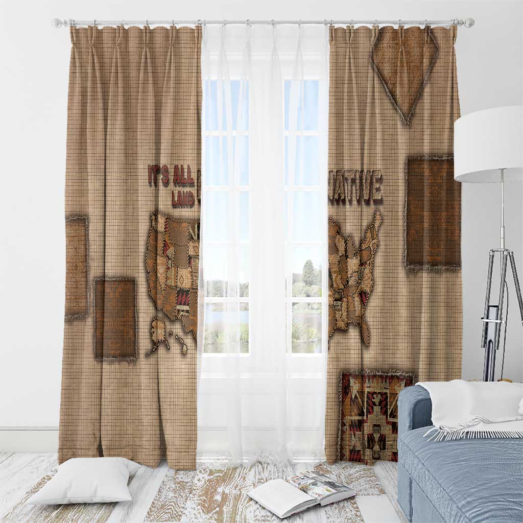 Native American Window Curtain Retro Map Stitching Effect