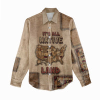Native American Women Casual Shirt Retro Map Stitching Effect