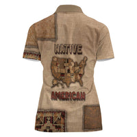 Native American Women Polo Shirt Retro Map Stitching Effect
