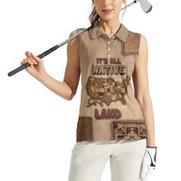 Native American Women Sleeveless Polo Shirt Retro Map Stitching Effect