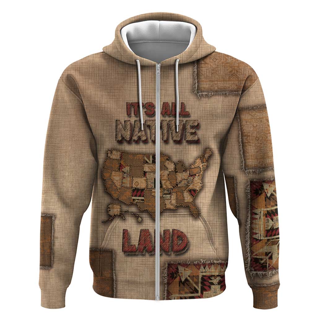 Native American Zip Hoodie Retro Map Stitching Effect
