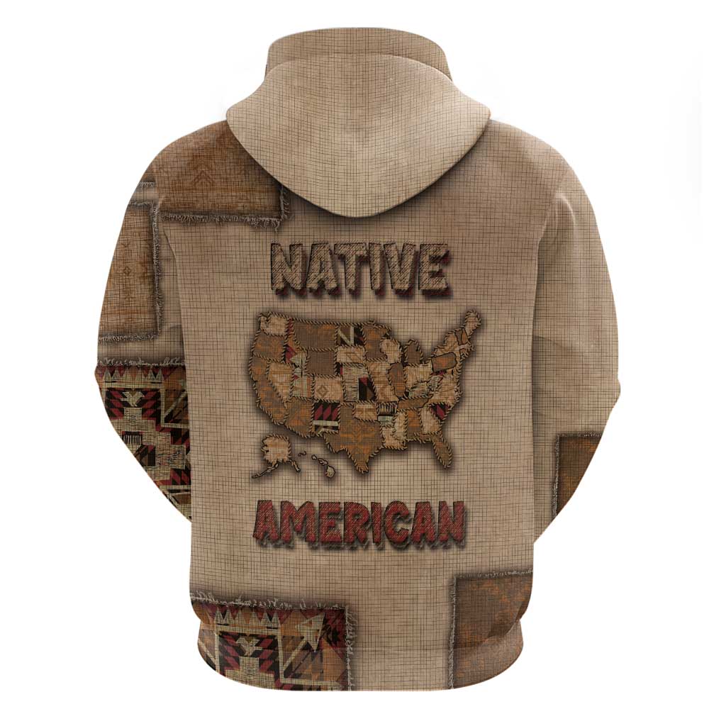 Native American Zip Hoodie Retro Map Stitching Effect