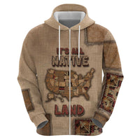 Native American Zip Hoodie Retro Map Stitching Effect