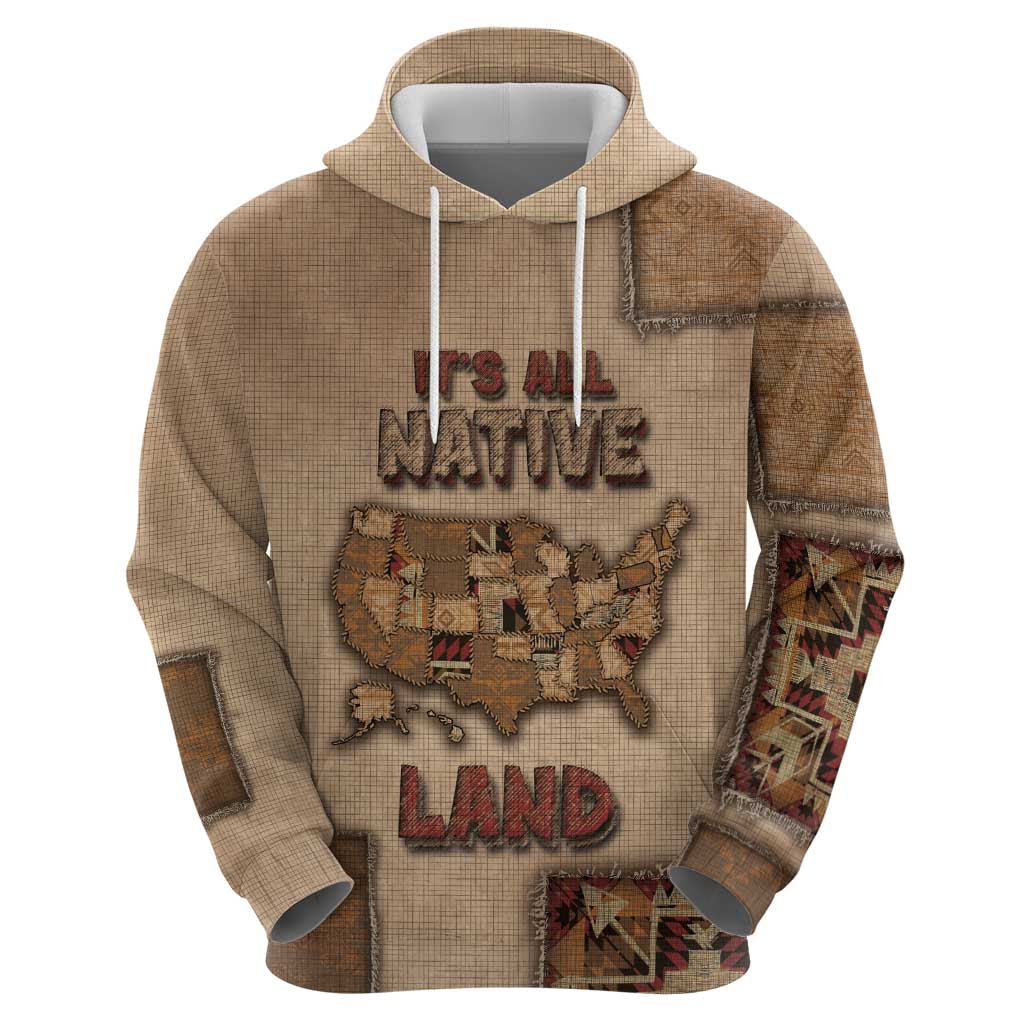 Native American Zip Hoodie Retro Map Stitching Effect