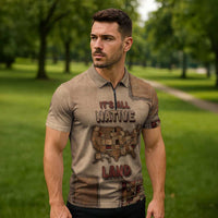 Native American Zipper Polo Shirt Retro Map Stitching Effect
