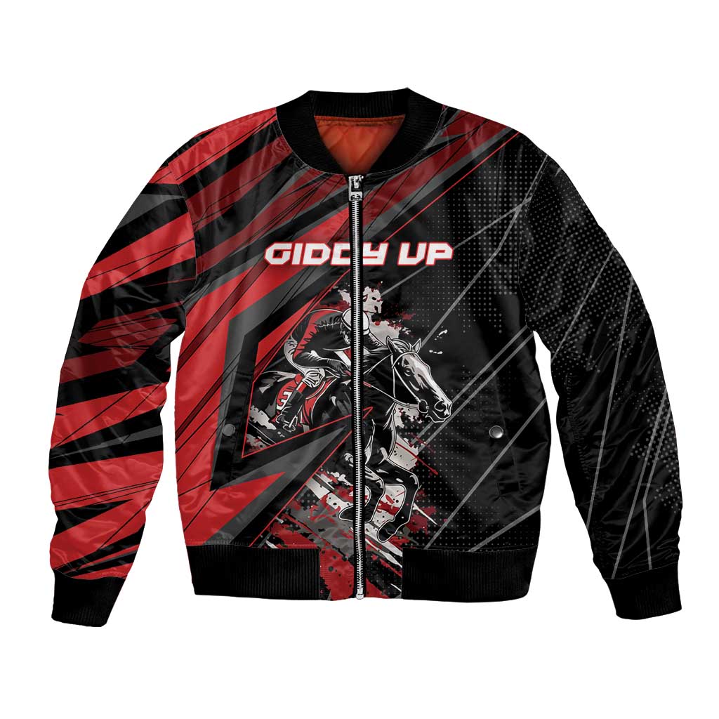 Custom Horse Racing Bomber Jacket Giddy Up