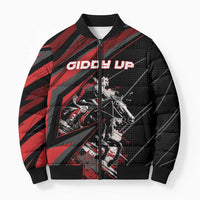 Custom Horse Racing Bomber Puffer Jacket Giddy Up