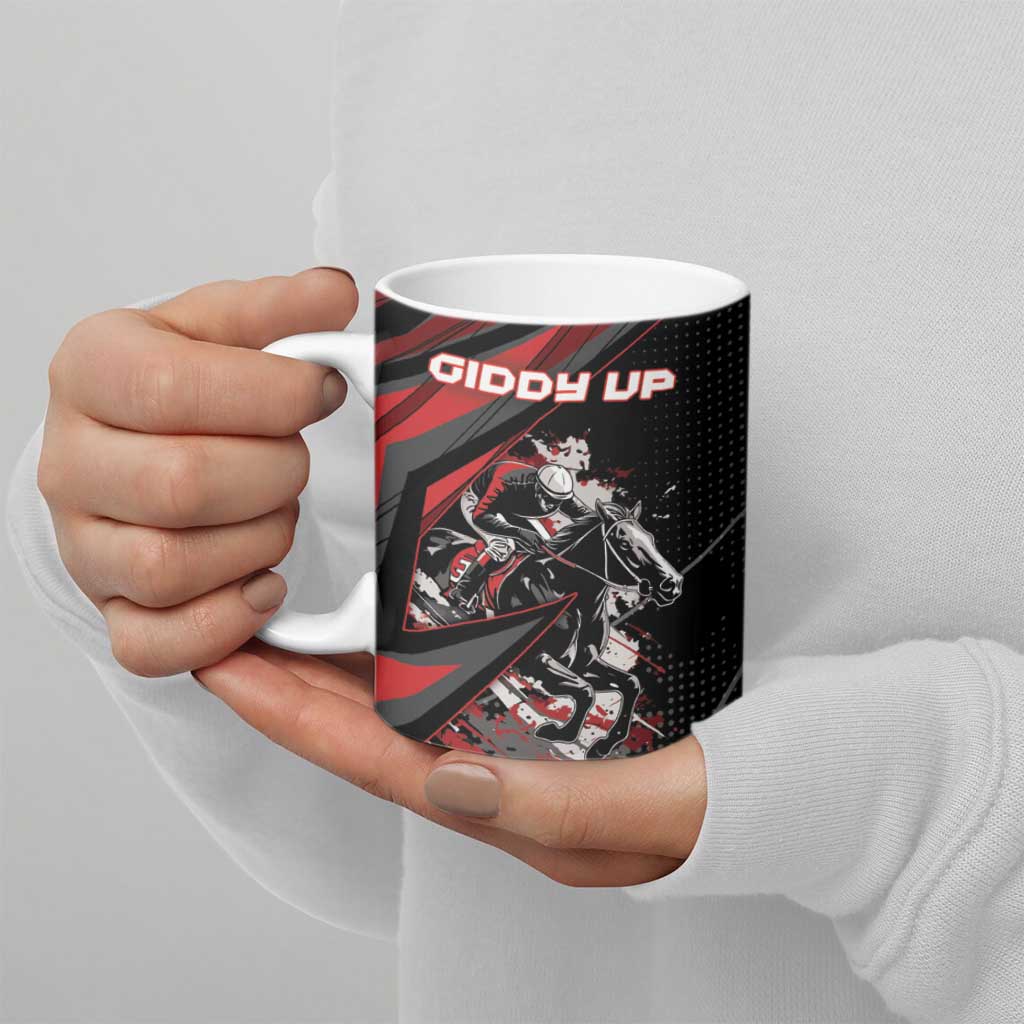 Custom Horse Racing Ceramic Mug Giddy Up