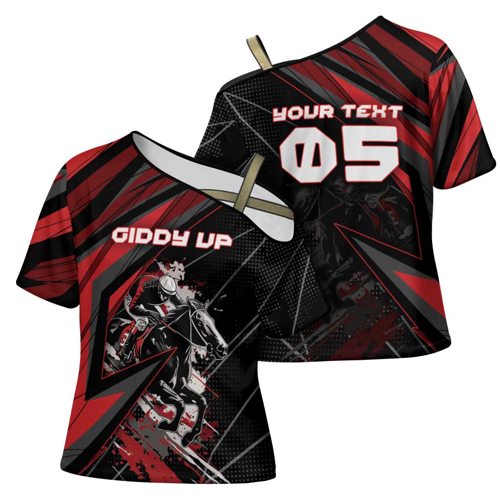 Custom Horse Racing Cross Shoulder Shirt Giddy Up