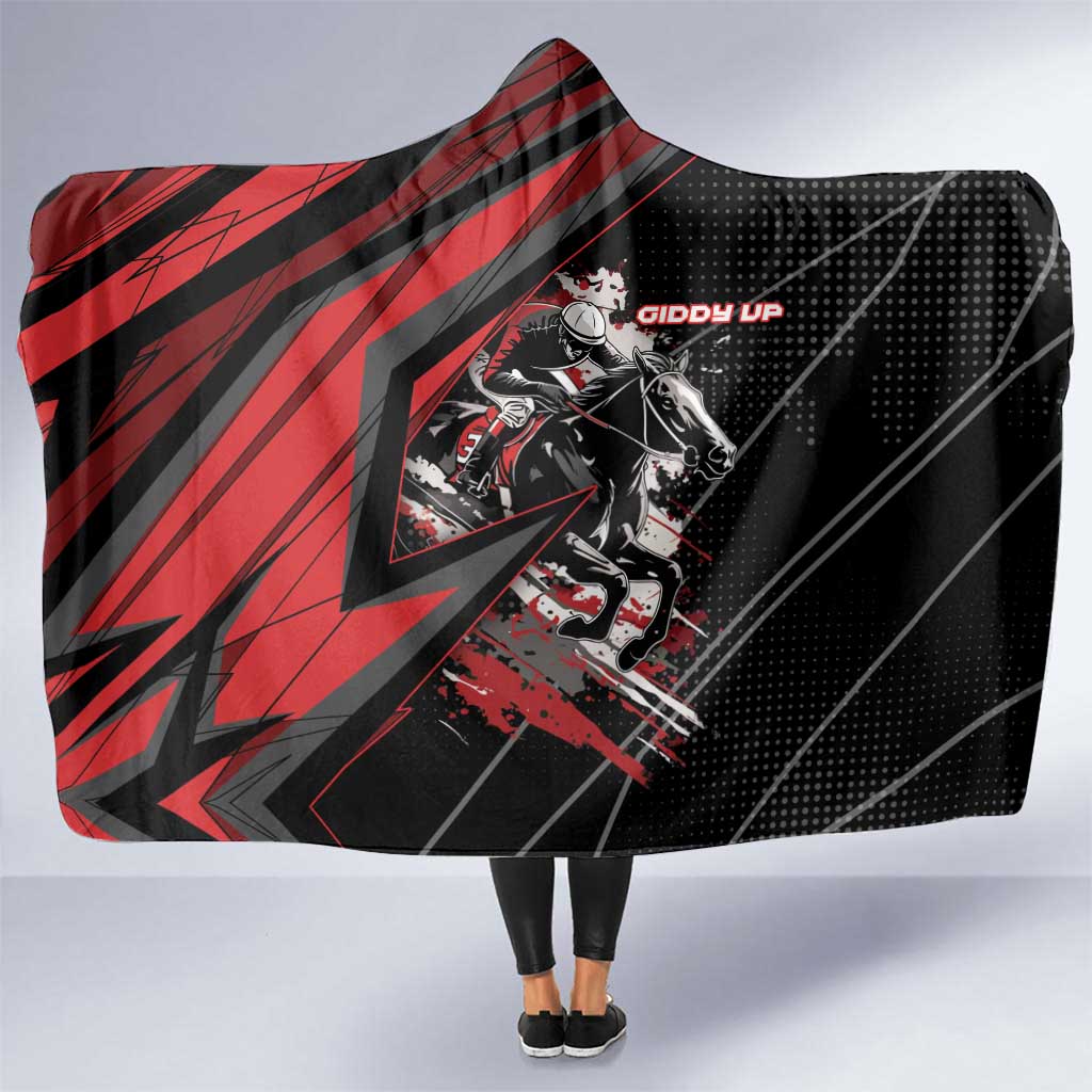 Horse Racing Hooded Blanket Giddy Up