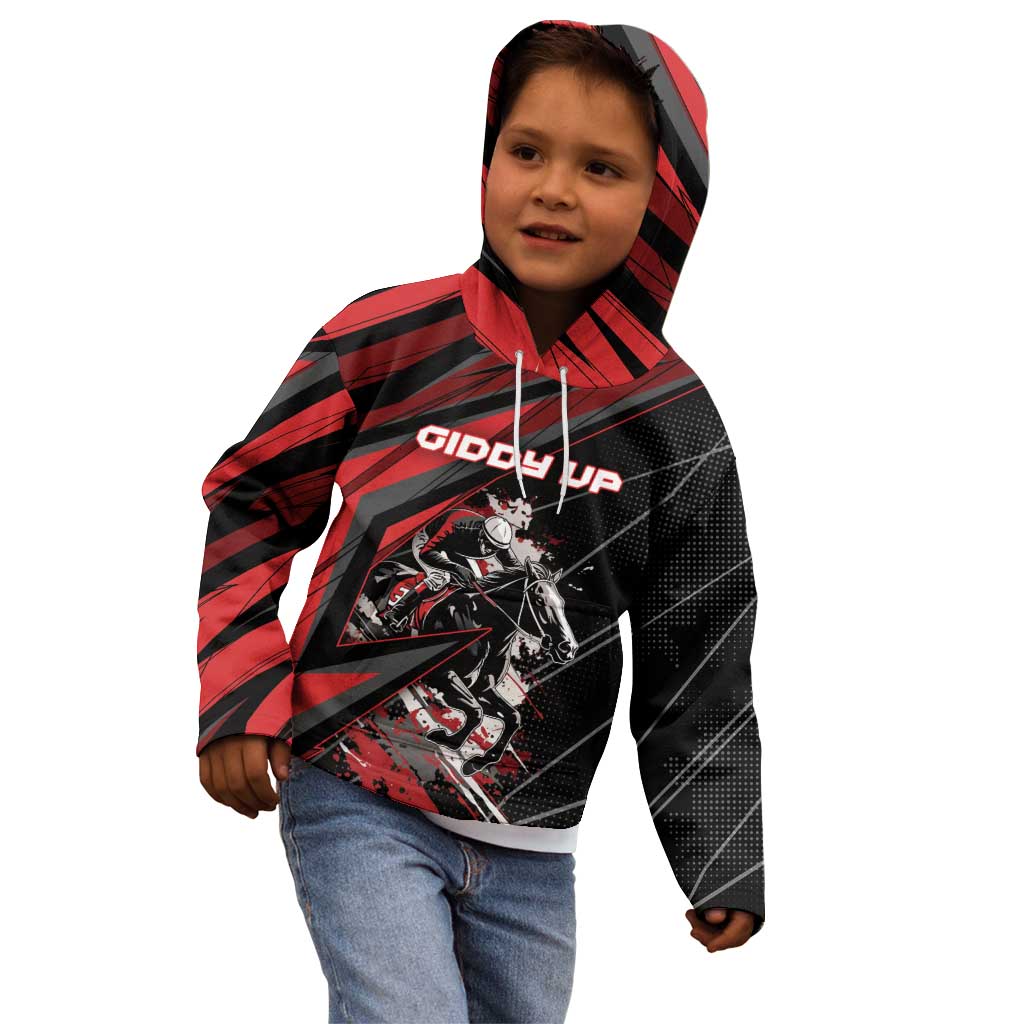 Custom Horse Racing Kid Hoodie Giddy Up