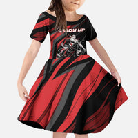 Custom Horse Racing Kid Short Sleeve Dress Giddy Up