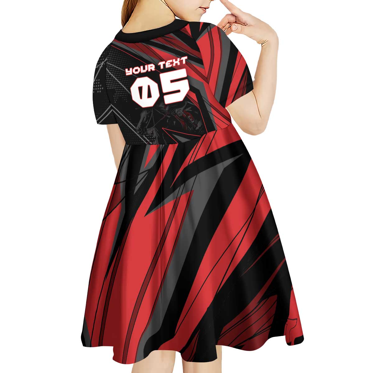 Custom Horse Racing Kid Short Sleeve Dress Giddy Up