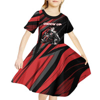 Custom Horse Racing Kid Short Sleeve Dress Giddy Up