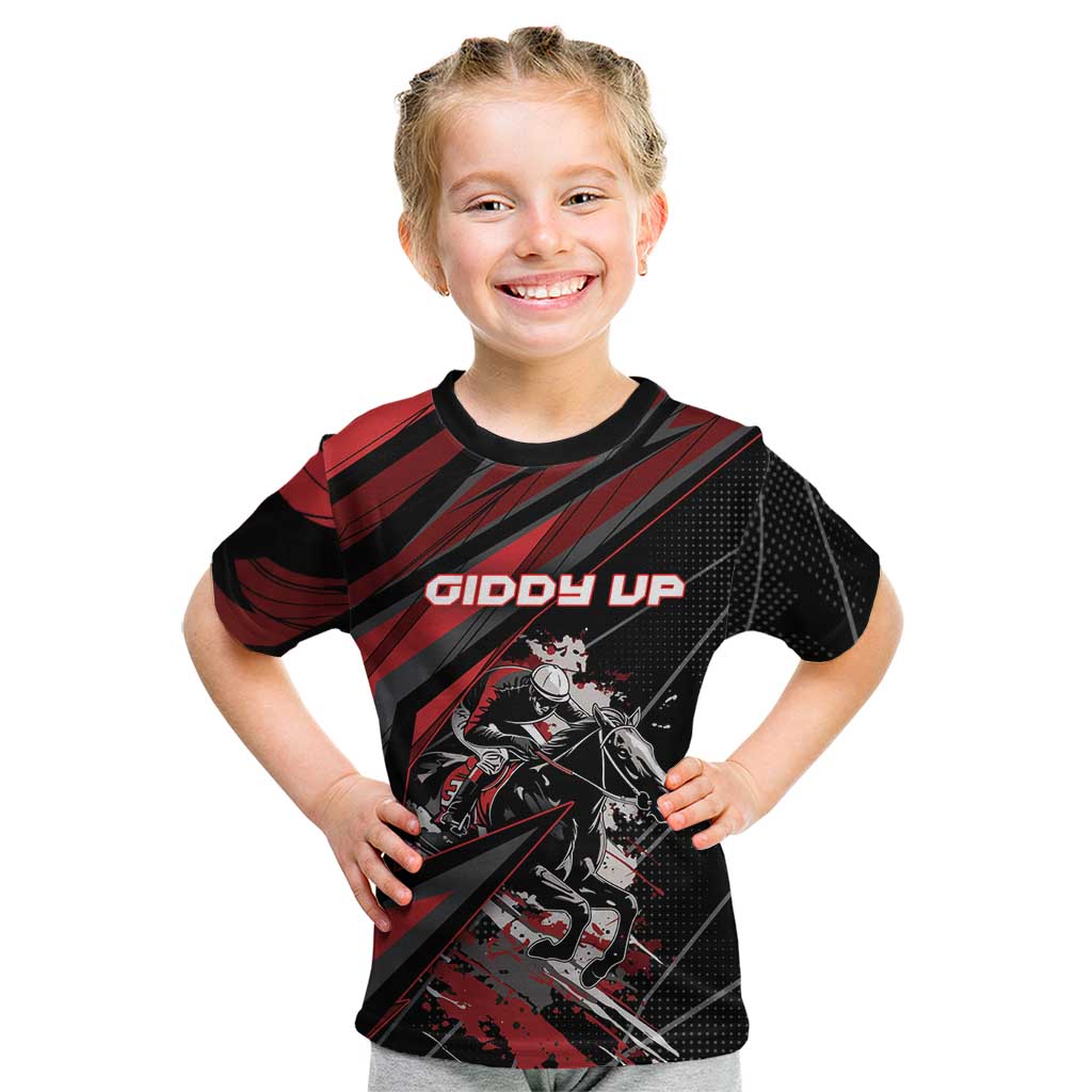 Custom Horse Racing Kid T Shirt Giddy Up