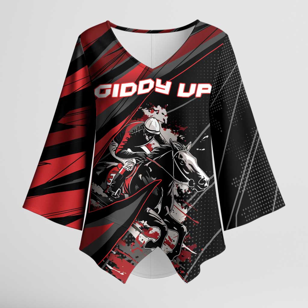 Custom Horse Racing Kimono Sleeve Blouse Giddy Up