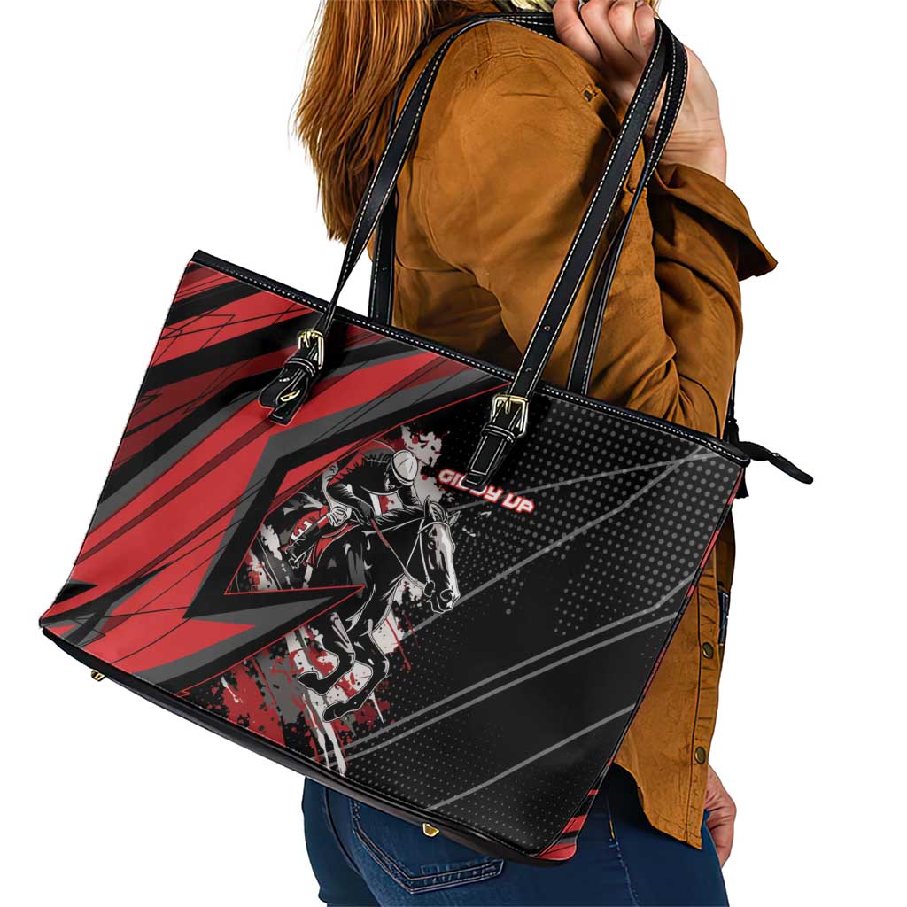 Horse Racing Leather Tote Bag Giddy Up