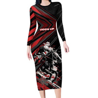 Custom Horse Racing Long Sleeve Bodycon Dress Giddy Up