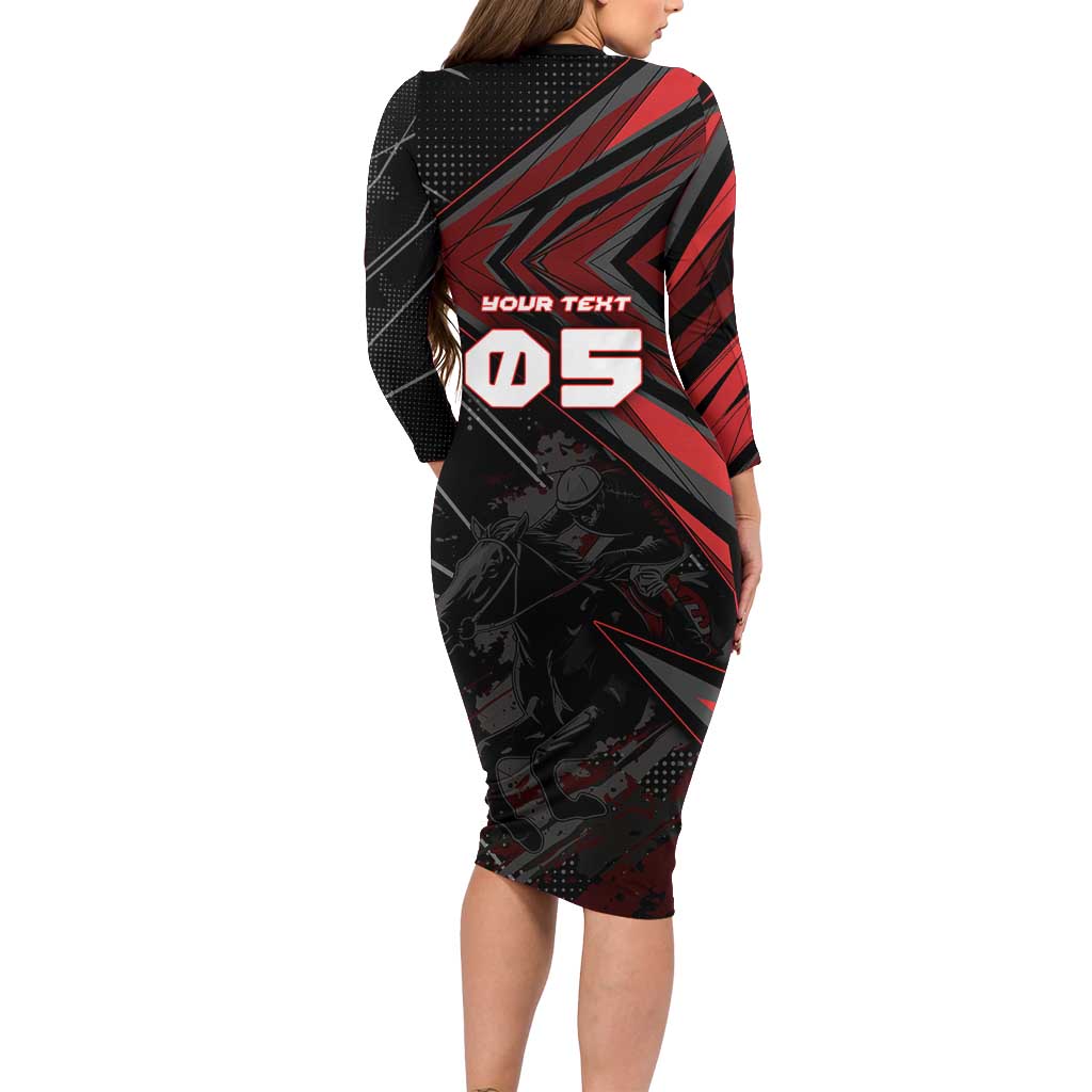 Custom Horse Racing Long Sleeve Bodycon Dress Giddy Up