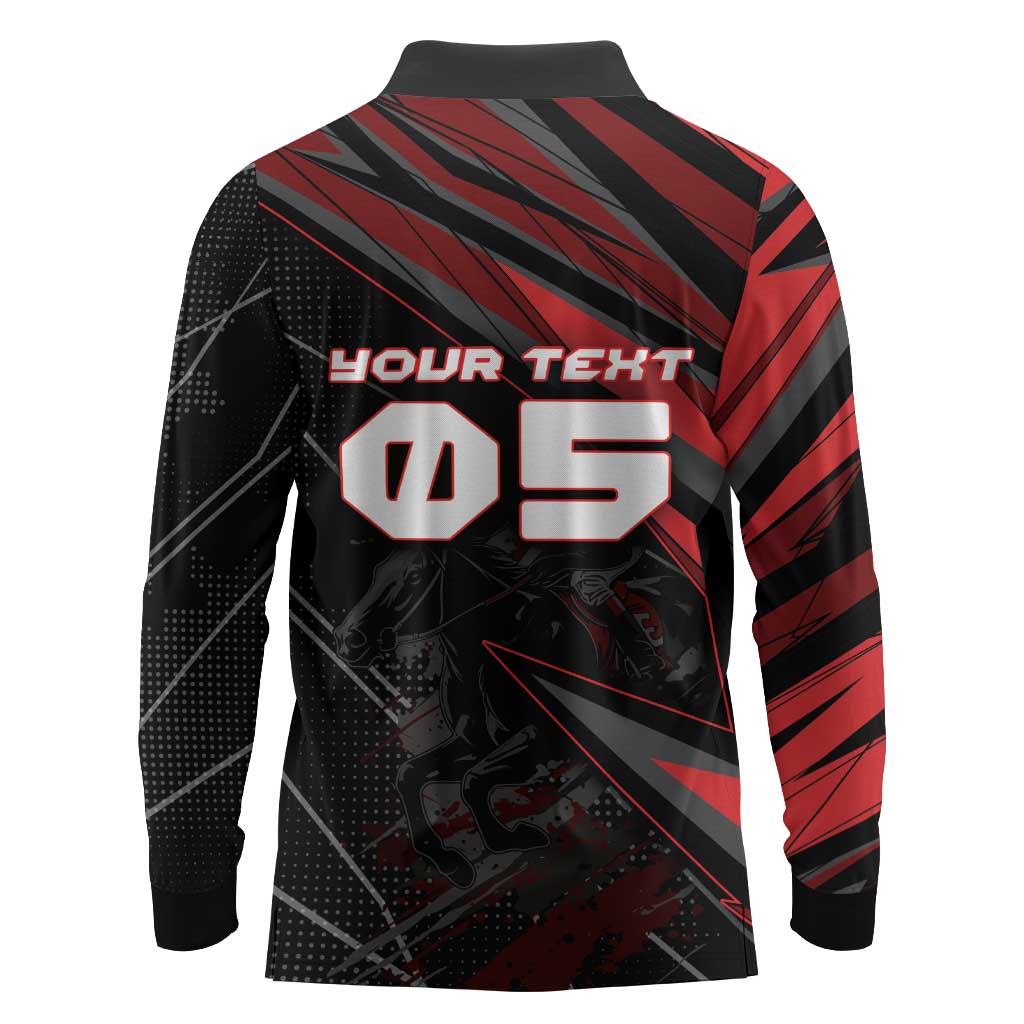 Custom Horse Racing Long Sleeve Polo Shirt Giddy Up