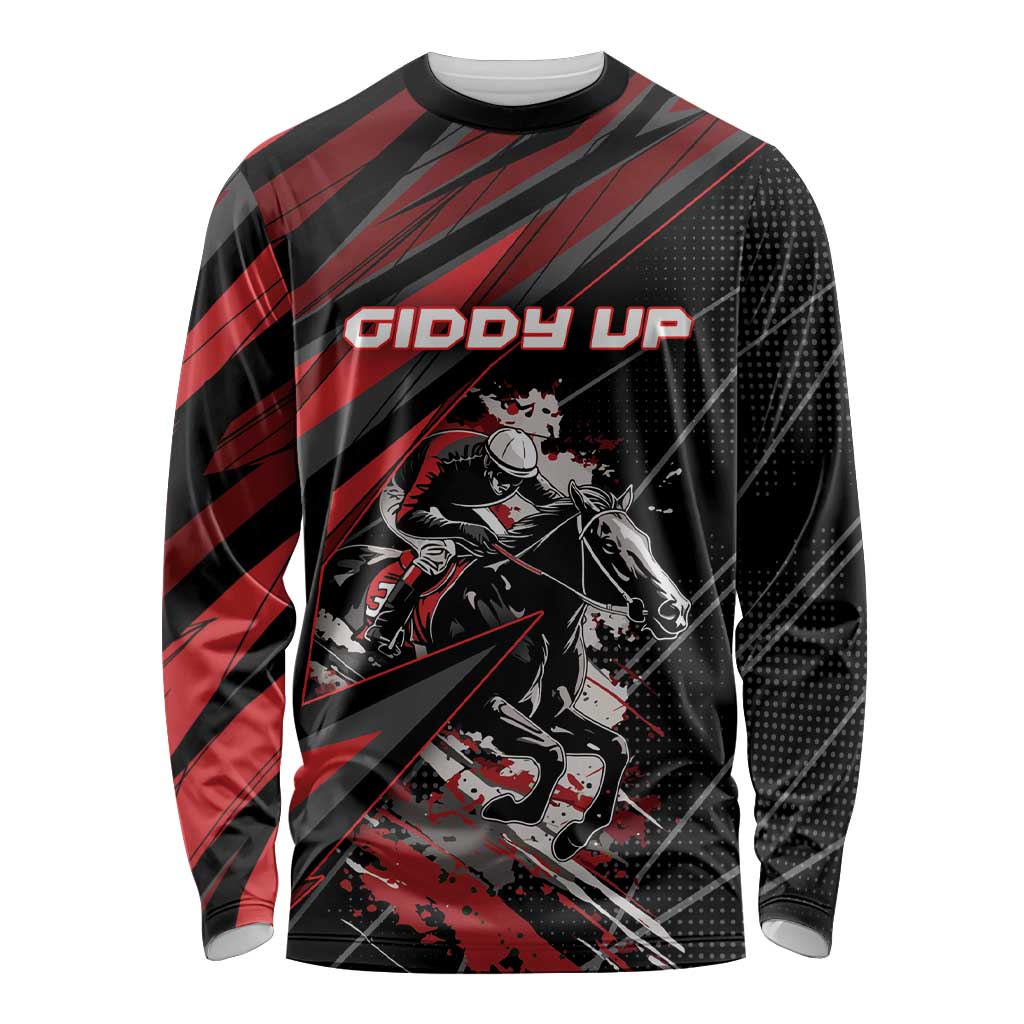 Custom Horse Racing Long Sleeve Shirt Giddy Up