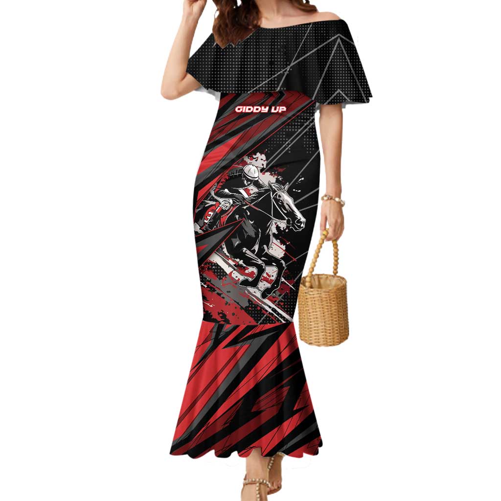 Custom Horse Racing Mermaid Dress Giddy Up